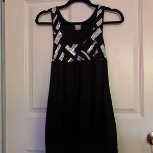 Studio Y Black Tank Top with Silver Accents